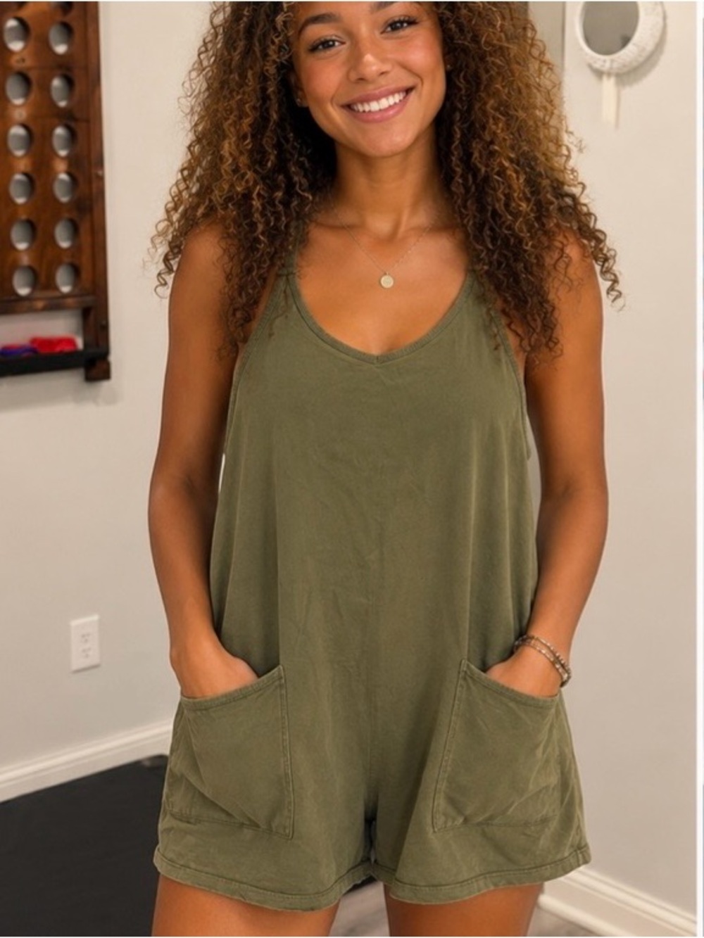 FP Movement Hot Shot - Olive Green Romper with Pockets